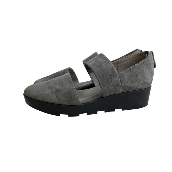 Eileen Fisher Women's Grey Suede Wedge Sandals Sz 7 - Picture 6 of 11